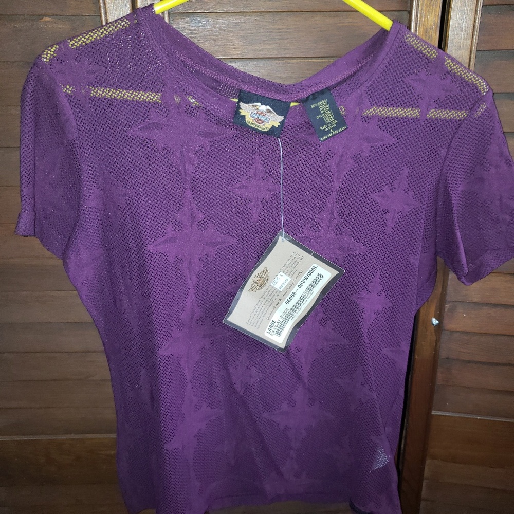 NWT Harley Davidson Lace Top Viking Purple size L